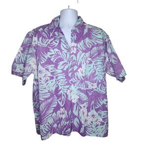 Vintage 90s Maui Trading Short Sleeve Hawaiian Aloha Shirt Mens Size XL Purple